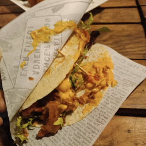 Taco Mexicano de Pollo, Beicon y Guacamole